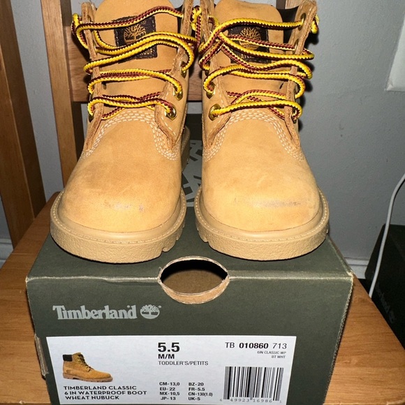 Kids Tan Boots with Yellow Laces - Picture 2 of 4